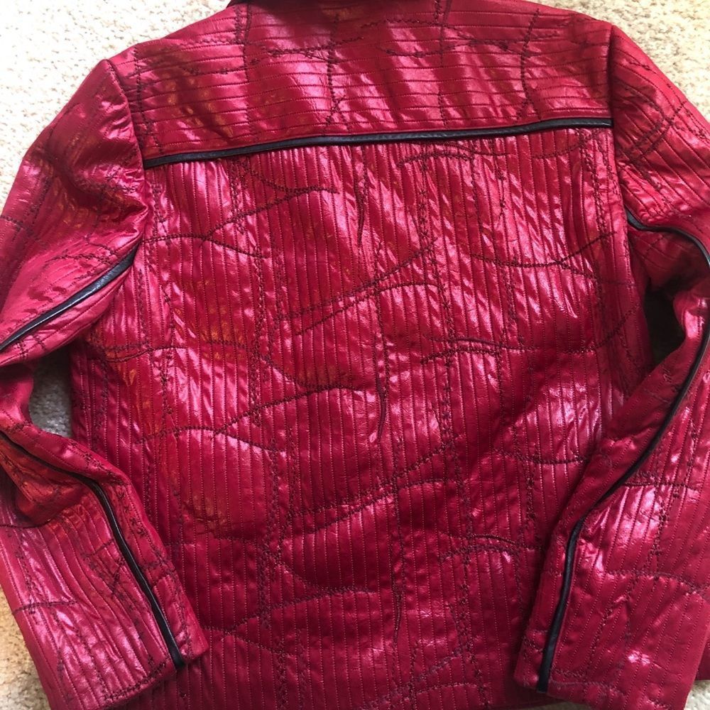 Blue Ice Red Quilted Jacket Sz 10 - Picture 3 of 7
